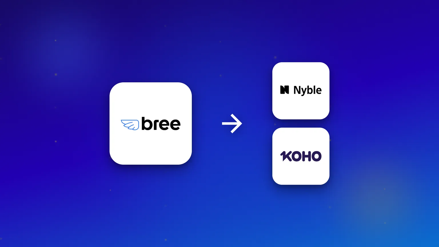 The Bree logo with an arrow pointing to two alternatives: Nyble and KOHO.