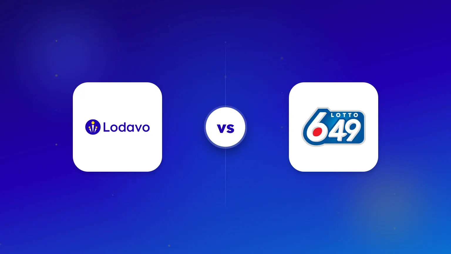 The Lodavo and Lotto 6/49 logos facing each other on a blue background.